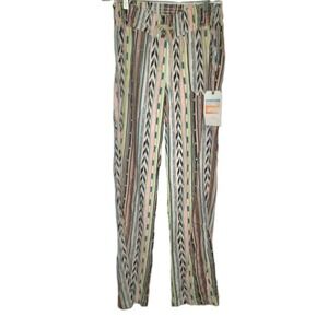 Cali 1850 Linen Pants Women's Multistripe Casual Pockets Pull On Boho Beach Y2K